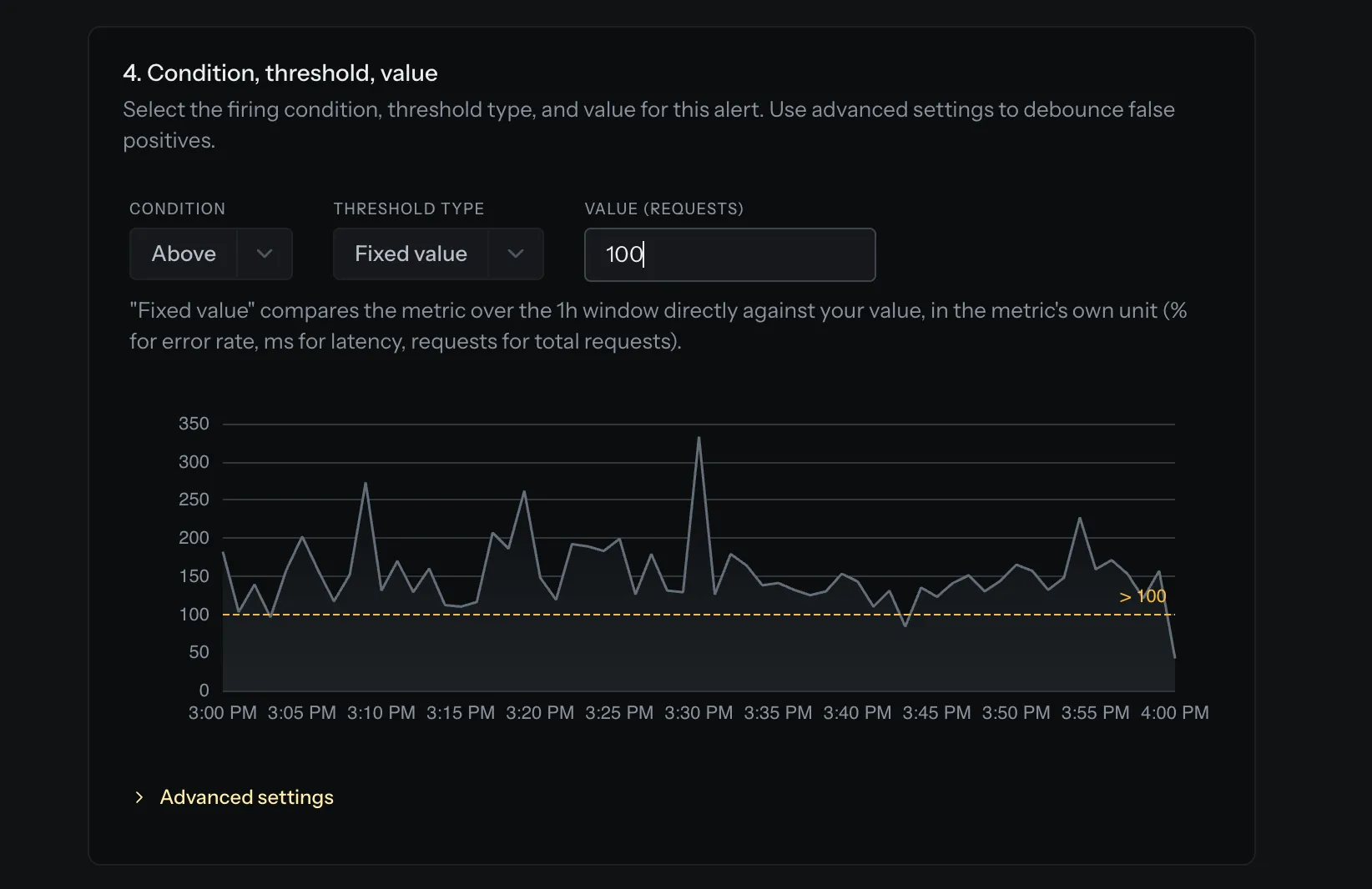 Configuring a metric alert condition